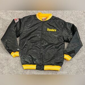 Mitchell &‎ Ness Pittsburgh Steelers Satin Throwback Jacket Mens Size XLT